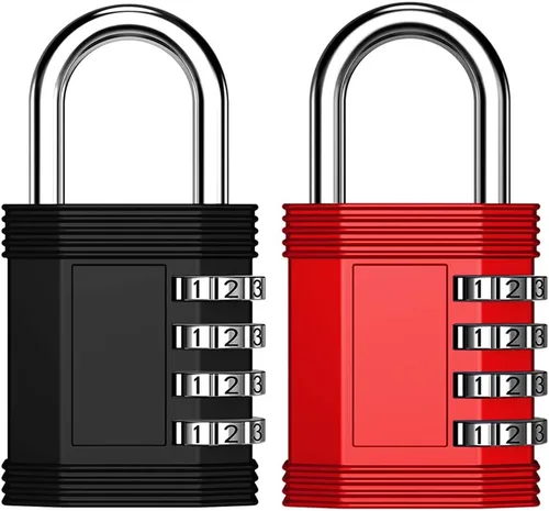ZHEGE Paquete de 2 cerraduras de combinación para casillero de gimnasio, escuela, almacenamiento, valla, gabinete (negro y rojo)