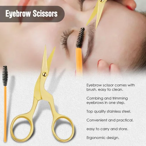 Miniatura 4 de FAMCO - Tijeras de cejas con peine, kit profesional de cejas para mujeres, kit de cejas para tijeras de belleza con punta de seguridad curvada