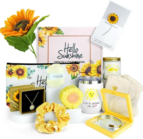 Regalos de girasol para mujer, regalo de cumpleaños para mujeres, regalo de envío de sol, regalos de agradecimiento, paquete de cuidado, pensando en