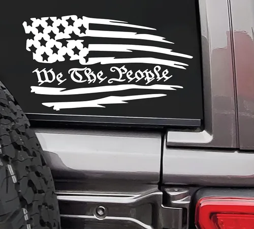Miniatura 7 de MAZ Distributions – Pegatina "We The People" – Vinilo adhesivo para autocaravanas para portátil – Pegatina impermeable extraíble para botella