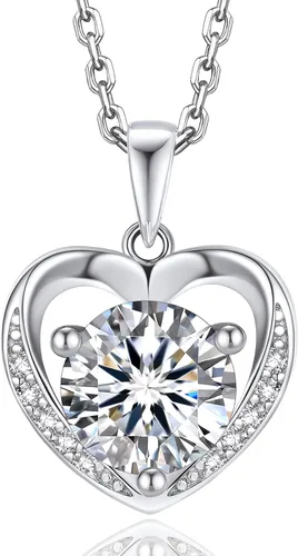 Miniatura 48 de MomentWish Collar de corazón para mujer, moissanita, diamante de imitación, plata de ley 925
