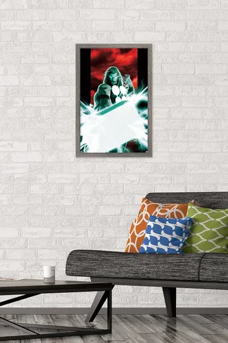 Miniatura 2 de Trends International Marvel Comics - Póster de pared de Thor - Mjolnir, 14.725 x 22.375 pulgadas, versión enmarcada de madera de granero