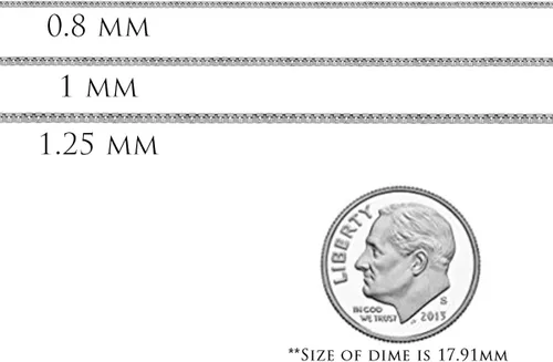 Miniatura 3 de Sterling Silver Chain Necklace for Women Box 1mm Tarnish Resistant Responsibly Sourced - Non-Migrating Clasp Design - Sterling Silver Chain Necklace