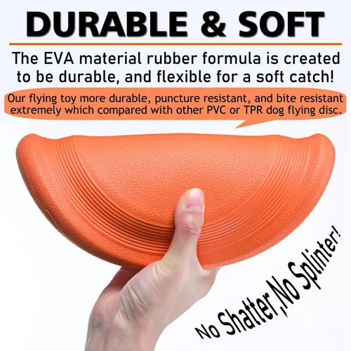 Miniatura 2 de XIGOU Disco volador para perros – Juguete de goma duradero para perros – Disco volador de goma indestructible de 9.25 pulgadas para perro – Naranja