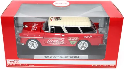 Miniatura 9 de Motor city classics Coca-Cola 1955 Chevy Nomad 1:24 Modelo a Escala Diecast Collectible 424057