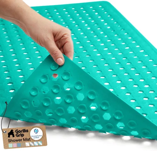 Miniatura 47 de GORILLA GRIP Alfombrilla para bañera patentada, lavable a máquina, con ventosas y orificios de drenaje para mantener las bañeras limpias, suave