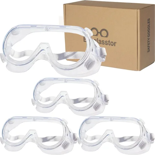 Paquete de 4 Gafas de Seguridad Protectoras para laboratorio de química, ligeras y suaves, sobre lentes de prescripción, antisalpicaduras, Paquete