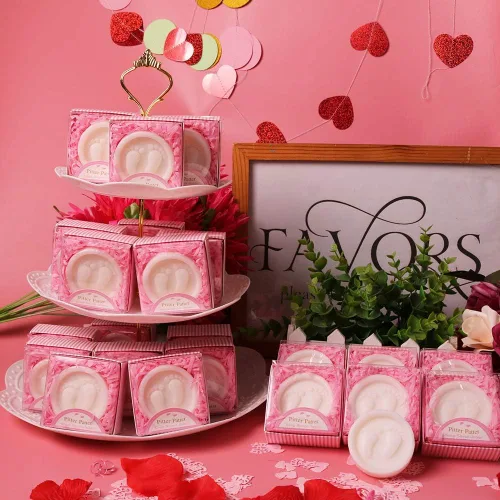 Miniatura 8 de AIXIANG Jabones para baby shower, hechos a mano, en caja de regalo rosa, regalos de jabón perfumado para pies de bebé, regalos y decoraciones