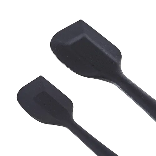 Miniatura 3 de Amazon Basics Juego de espátulas rectangulares antiadherentes de silicona resistentes al calor, 2 espátulas pequeñas y 2 grandes, color negro