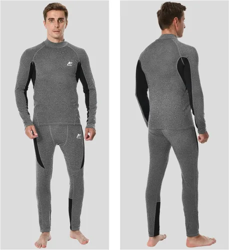 Miniatura 5 de Men's Fleece Lined Long Johns Base Layer Set Top Bottom for Ski Running Cold Weather