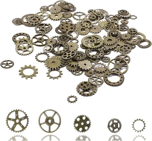 Bihrtc. - 3.53 onzas de mezcla de dijes de esqueleto de metal para manualidades; accesorios y dijes antiguos para hacer pulseras, collares, joyería.