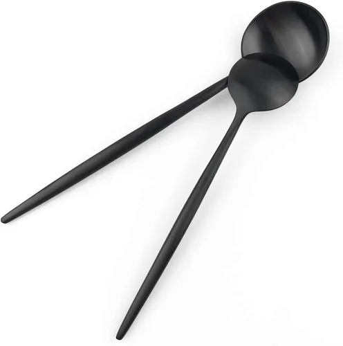 Miniatura 4 de Juego de cubiertos de acero inoxidable 18/10, con mango negro mate, incluye tenedores, cucharas y cuchillos (20 piezas), juego para 4, cubertería