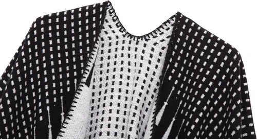 Miniatura 68 de Urban CoCo Poncho de colores para mujer, chal con frente abierto, color en bloques