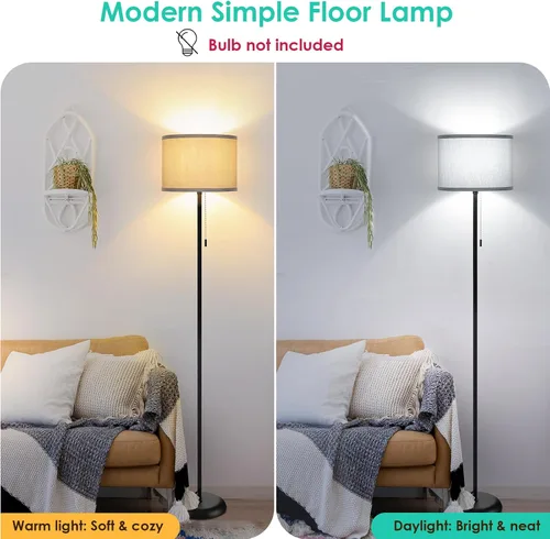 Miniatura 3 de FOLKSMATE Lámpara de pie para sala de estar, moderna lámpara LED de pie simple, luz alta minimalista para dormitorio, oficina, habitación de los Gris