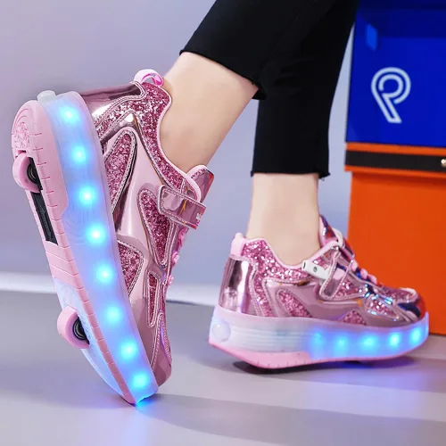 Miniatura 5 de Zapatos para niños con ruedas - 4 en 1 Zapatos con ruedas iluminados con luces LED recargables por USB para regalos de Navidad y escuela