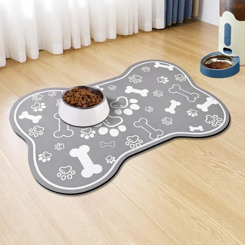 Alfombrilla para Comida de Perros y Gatos, Alfombrilla para Alimentación de Mascotas de Absorción Rápida, Alfombrilla para Perros en Forma de Hueso