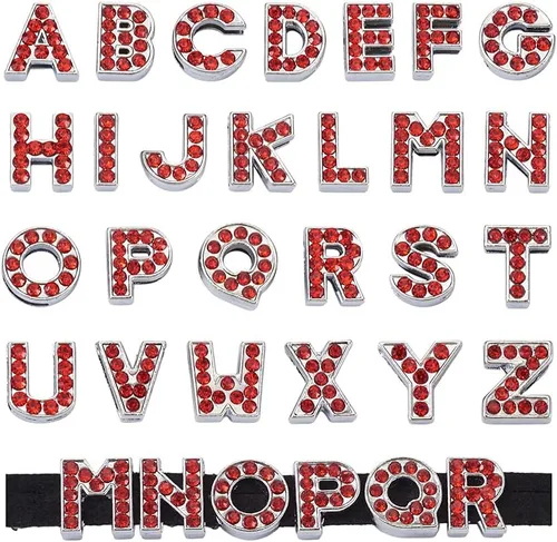 KISSITTY 52 unids/caja de aleación de diamantes de imitación del alfabeto colgantes de cristal de la letra A-Z metal luz Siam suelta cuentas
