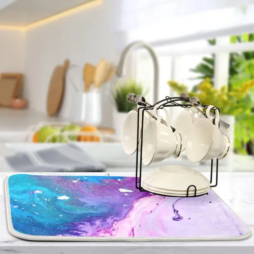 Miniatura 5 de Tapete de secado de platos súper absorbente, tapete de microfibra de secado rápido, 16 x 18 pulgadas, almohadilla de secado de platos de cocina