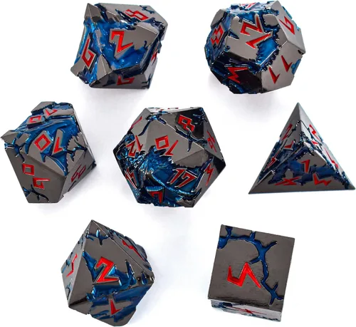 Miniatura 8 de Rule Dice Dados D&D de 7 Dados de Metal DND, Juego de Dados Metálicos Ponderados de Calabozos y Dragones, Juegos de Dados Poliédricos D y D Grandes