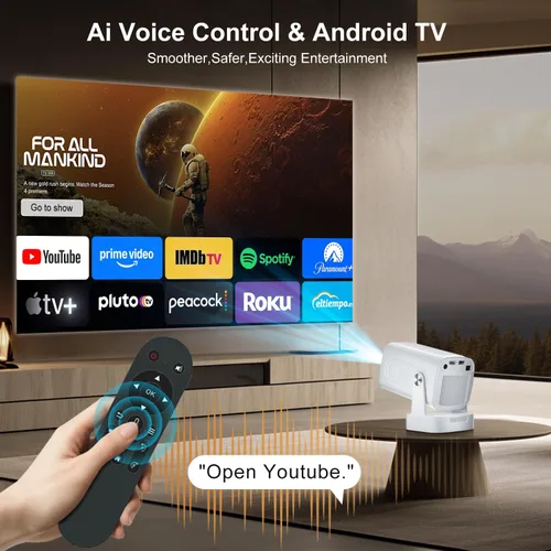 Miniatura 6 de [Enfoque automático y Keystone / 1080P nativo] Mini proyector con Wifi y Bluetooth 5.4, proyector portátil para películas al aire libre/dormitorio
