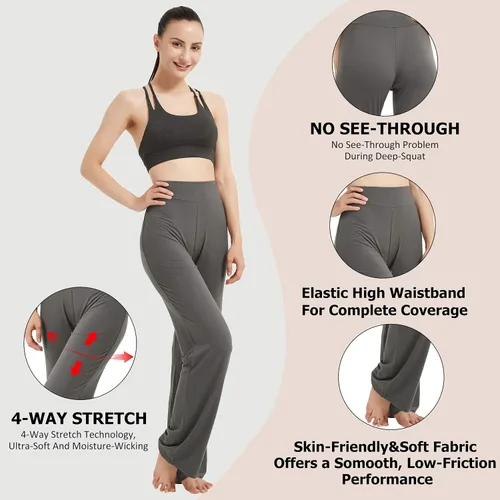 Miniatura 4 de FELEMO Pantalones deportivos de yoga con control de abdomen para mujer, ajuste holgado