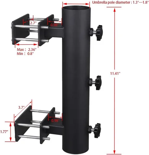 Miniatura 3 de Soporte para sombrilla de patio al aire libre, soporte de paraguas resistente con abrazadera de paraguas giratoria de mano, soporte base