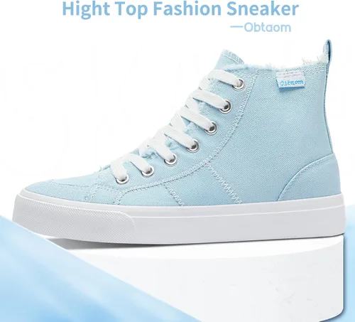 Miniatura 3 de Obtaom Zapatos de lona de alta calidad para mujerhombre para jugar a media pantorrilla, zapatillas de deporte de moda casuales con cordones de alta
