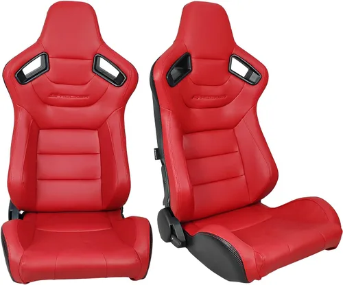 Miniatura 14 de FREEMOTOR802 Asientos universales para vehículos de carreras, asientos deportivos reclinables con deslizadores de doble bloqueo ajustables, 1 par