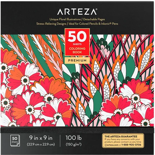 Miniatura 15 de Arteza Libro para colorear para adultos, 6.4 x 6.4 pulgadas, diseños de animales, 72 hojas, papel de 100 libras, páginas desprendibles, contornos