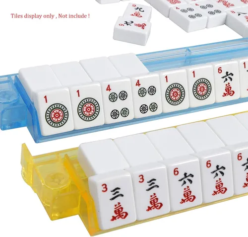 Miniatura 3 de Juego de 4 estantes y empujadores de acrílico Mahjong Mah Jongg, multicolor