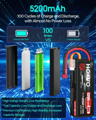 Miniatura 4 de HOOVO 3S Lipo Batería 11.1V 80C 5200mAh RC Batería Caso Duro con T Plug para RC Coches RC Camión Helicóptero Avión