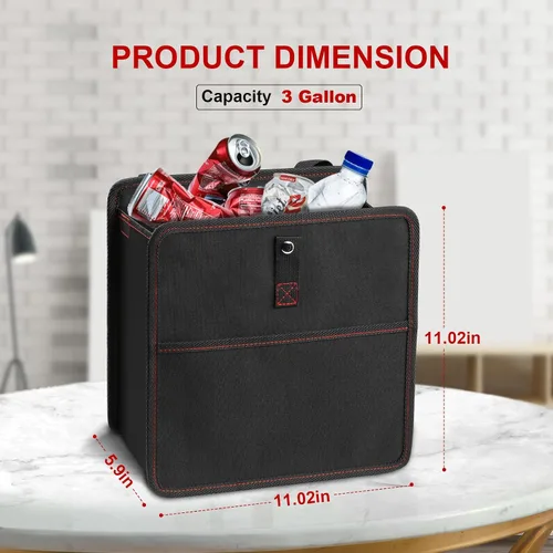 Miniatura 3 de YSSOA Basurero para automóvil con tapa, organizador a prueba de fugas y bolsa de almacenamiento, ajustable y portátil para el interior, bolsa