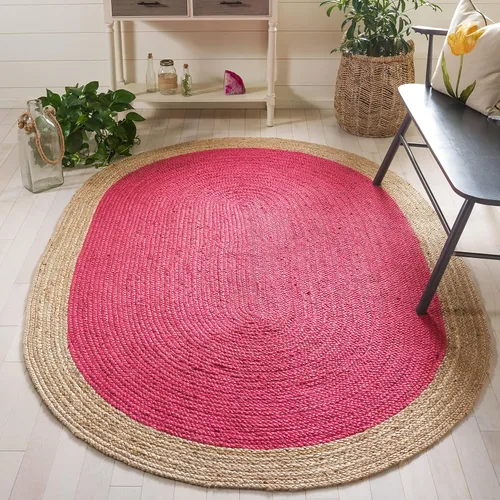 Miniatura 38 de SAFAVIEH Alfombra de Área Redonda de 10' - Colección de Fibra Natural - Verde y Marrón Natural, Yute Hecho a Mano, Diseño de Borde Trenzado (NF801G)