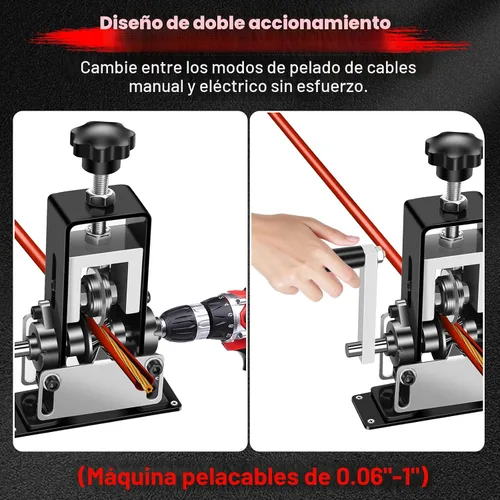 Miniatura 4 de Trivd Frol Máquina peladora manual de alambre, calibre de alambre de 0.06 pulgadas a 1 pulgada, máquina peladora de alambre de cobre, herramienta