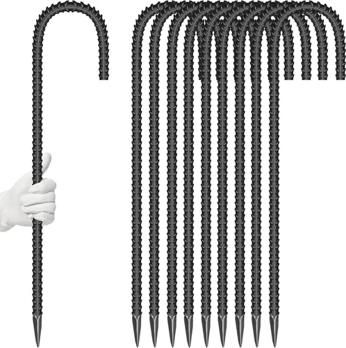 Miniatura 10 de 10 estacas de acero galvanizado en forma de U de 16 pulgadas, anclajes de tierra resistentes para tiendas de campaña, kits de posición, cercas