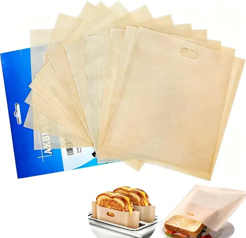 Bolsas reutilizables antiadherentes para tostadoras de 6.7 x 7.5 pulgadas, paquete de 12 unidades, fibra de vidrio recubierta de PTFE resistente al