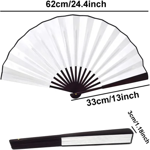 Miniatura 2 de Honbay 2 ventiladores plegables grandes chinos de Tai Chi, ventiladores de mano de Kung Fu para decoración de festivales de baile, regalo
