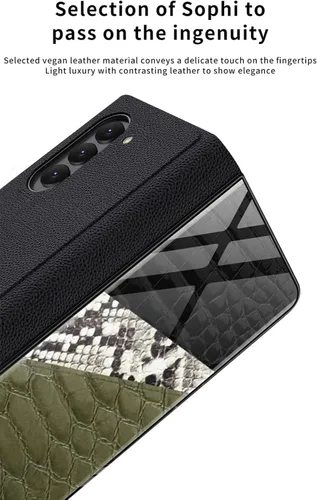 Miniatura 9 de Funda para Samsung Galaxy Z Fold 5 5G con bolsillo para S-Pen Holder Pocket, Kickstand,Luxury Flip Plating a prueba de golpes de cuero híbrido todo