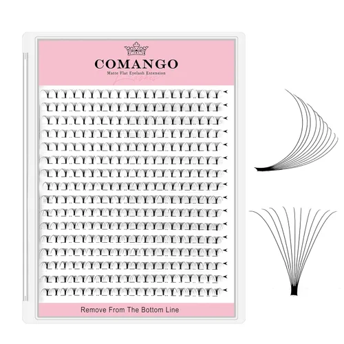 Miniatura 60 de CoMango Extensiones de pestañas de volumen 3D/4D/5D/6D/10D, grosor de 0.003 in, rizo C/D, tallo corto de 0.315-0.591 in, extensiones de pestañas