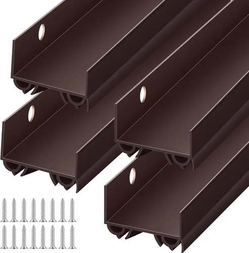 Miniatura 10 de Lineshading 2 juegos de barrido de puerta de plástico PVC de 1 3/4 x 36 pulgadas, tira de sellado de puerta exterior inferior para burletes