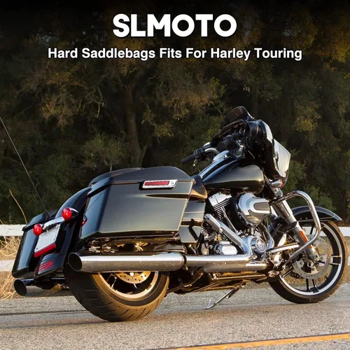 Miniatura 4 de SLMOTO Alforjas rígidas para motocicleta para Harley, alforjas rígidas con soportes de conversión negros, compatibles con Harley Street Glide