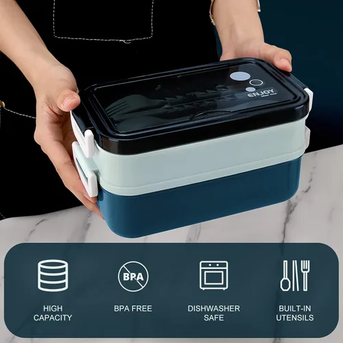 Miniatura 3 de Kit de lonchera Bento para adultos, lonchera portátil para adultos, caja Bento para adultos con bolsa de almuerzo, contenedores de almuerzo Bento