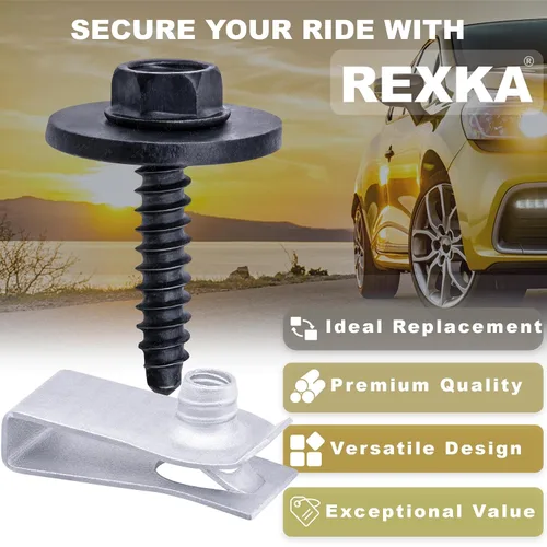 Miniatura 5 de Rexka Juego de 10 juegos de guardabarros cubierta de parachoques Splash Shield Wheelhouse Liner Bolt Tornillo U Tuercas Kit para GM 11570498