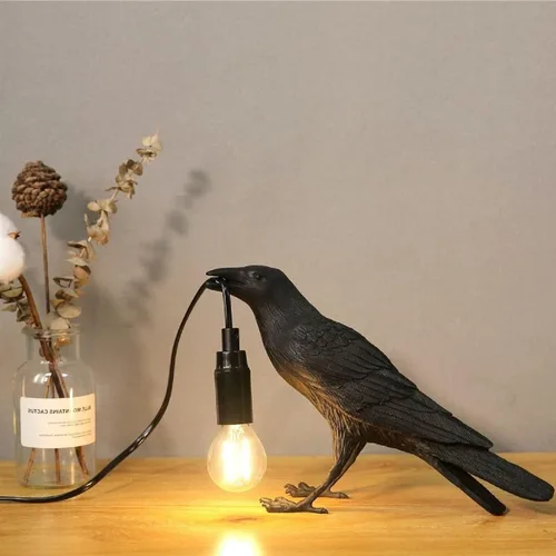 Miniatura 3 de HGomx Raven - Lámpara de escritorio LED de resina para dormitorio, oficina, sala de estar, casa de campo, Art Deco con enchufe