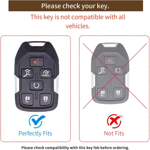 Miniatura 2 de Funda de cuero para llavero de automóvil Suburban Tahoe 2015 2016 2017 2018 2019 2020 Tahoe Suburban Yukon Smart Remote Key Shell (J-Negro)