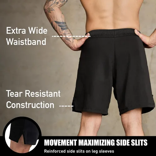 Miniatura 15 de Elite Sports - Shorts de combate para hombre, color negro, para combates MMA, BJJ, Jiu Jitsu