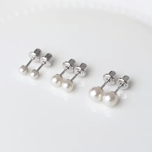 Miniatura 4 de LUCKMORA Aretes de plata de ley 925 con respaldo de seguridad en perlas de imitación blancas de 0.116 pulgadas, hipoalergénicos con rosca para mujer
