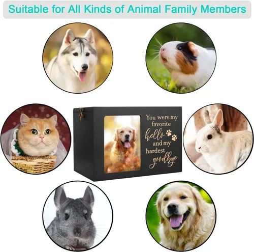 Miniatura 4 de Urnas conmemorativas para mascotas para cenizas de perro o gato, grandes urnas de funeral de madera para cremación con marco para fotos, caja