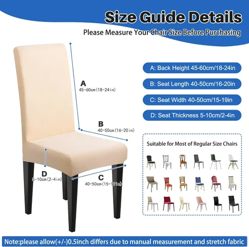 Miniatura 3 de Dioxide Fundas de Silla de Alto Estirar para Sillas de Comedor, Juego de Fundas de Silla de Comedor Lavables de 4, Fundas de Asiento de Silla