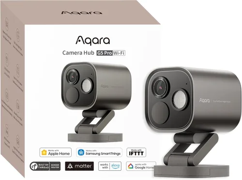 Aqara Cámara Hub G5 Pro de 4MP WiFi, Cámara de Seguridad para Exteriores con Visión Nocturna a Todo Color, WiFi 2.4/5GHz, HomeKit Secure Video,